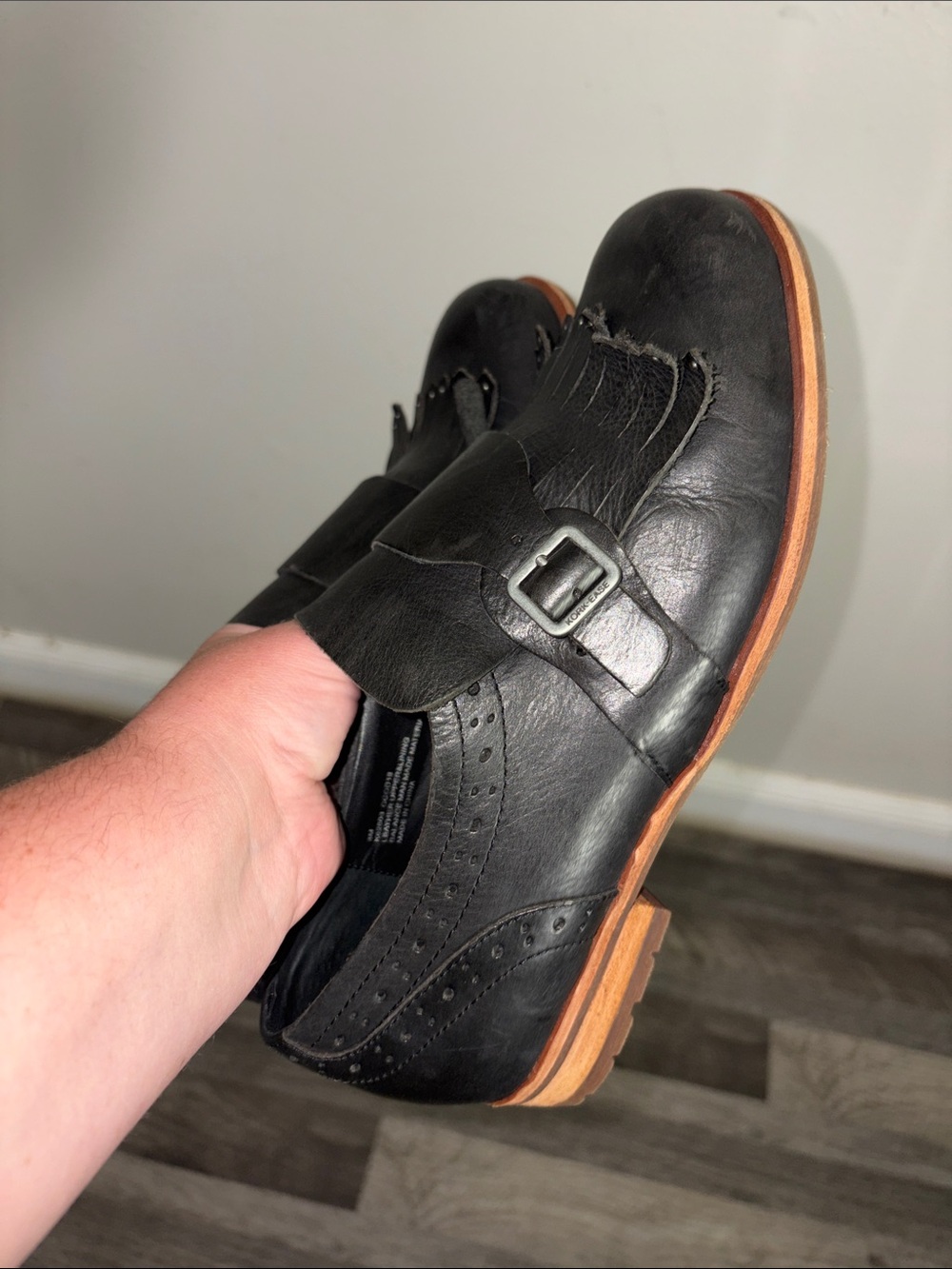 Kork-Ease Black Leather Fringe Slip-On Loafers